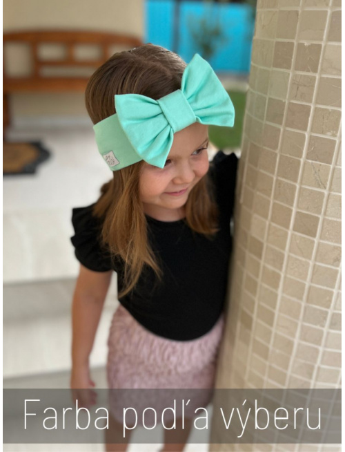 Tepláková čelenka s BIG mašľou - jednofarebná