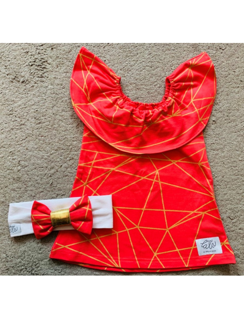 Tepláková čelenka s BIG mašľou - GOLD RING