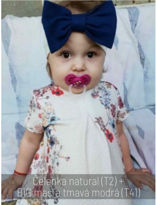 Tepláková čelenka s BIG mašľou - kombinovaná