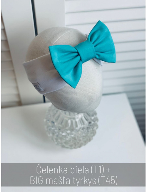 Tepláková čelenka s BIG mašľou - kombinovaná