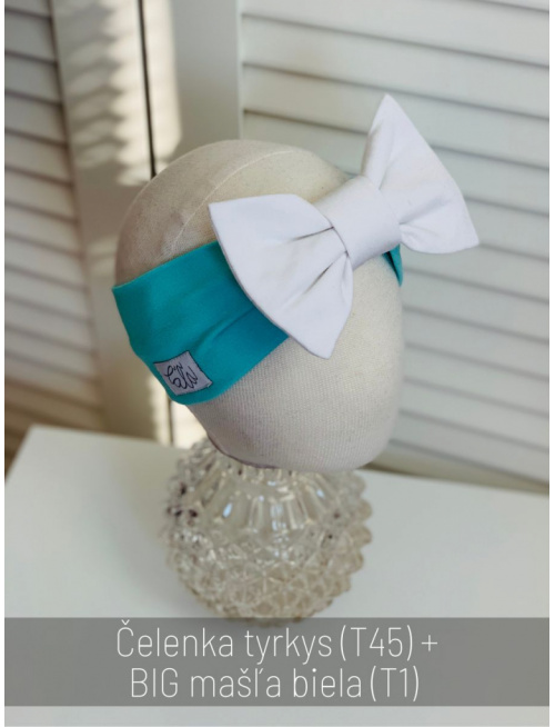 Tepláková čelenka s BIG mašľou - kombinovaná