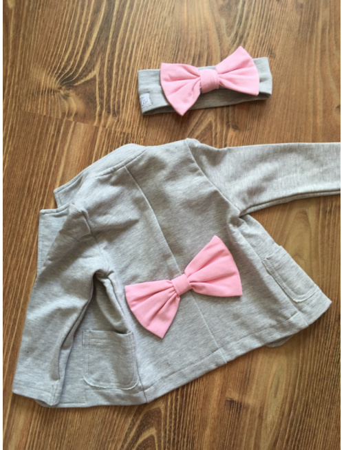 Tepláková čelenka s BIG mašľou - kombinovaná