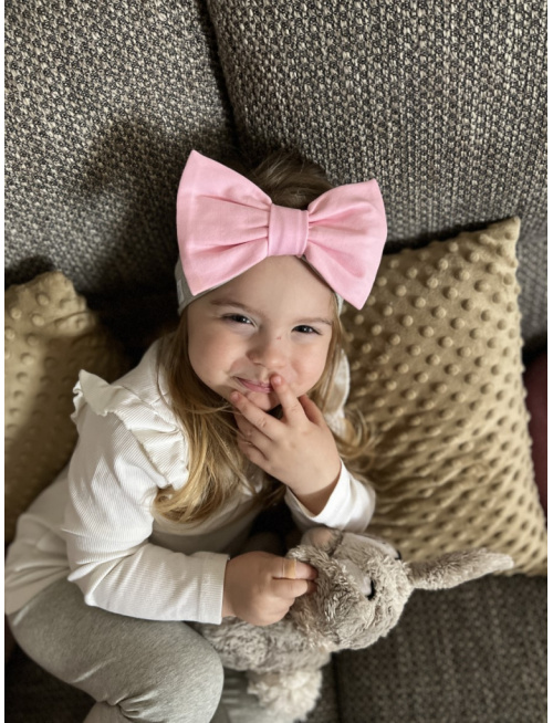 Tepláková čelenka s BIG mašľou - kombinovaná