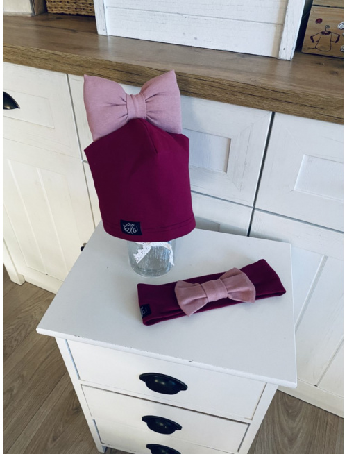 Tepláková čelenka s BIG mašľou - kombinovaná