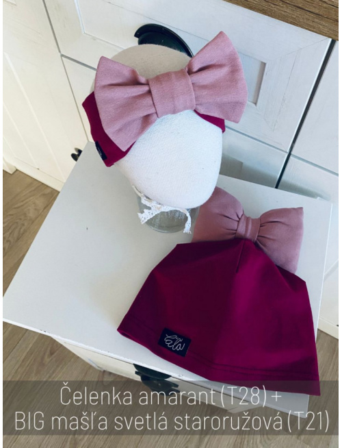 Tepláková čelenka s BIG mašľou - kombinovaná