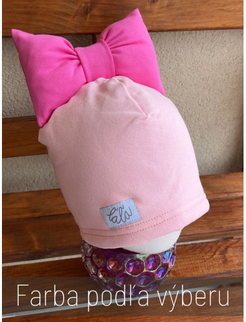 Tepláková čiapka s BIG mašľou podšitá barančekom - dvojvrstvová