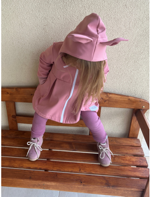 Rastúca softshell bunda s prestrihom a stojačik kapucňou - sukničková - RIO s uškami - jeseň/ZIMA