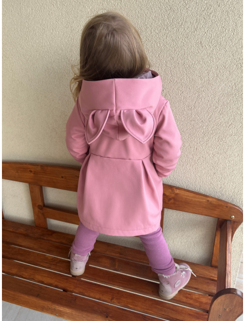 Rastúca softshell bunda s prestrihom a stojačik kapucňou - sukničková - RIO s uškami - jeseň/ZIMA