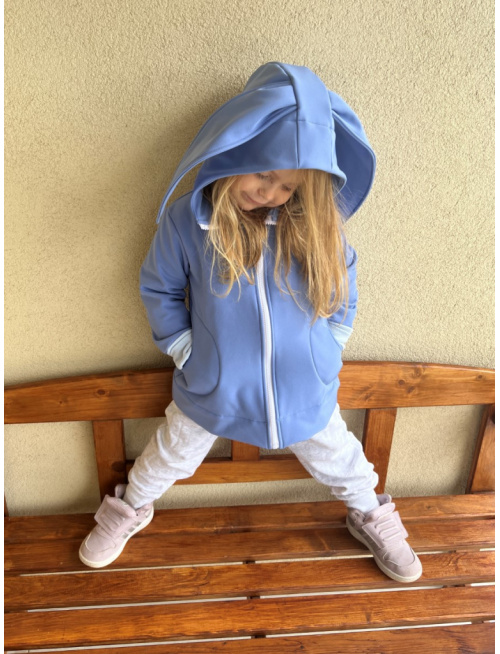 Rastúca softshell bunda so stojačikovou kapucňou - DOMI s uškami - jeseň/ZIMA