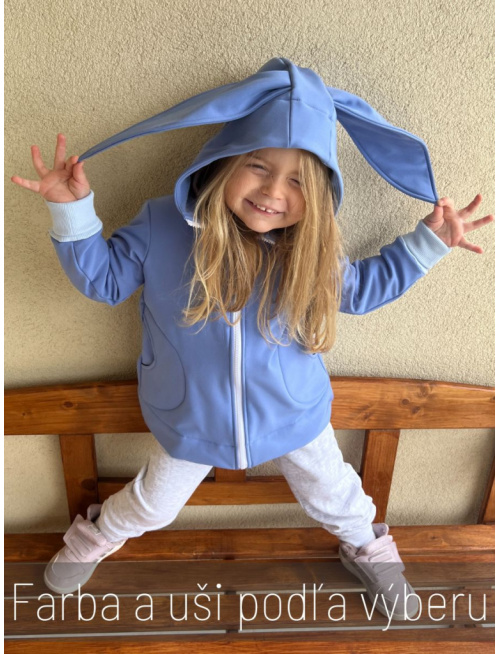 Rastúca softshell bunda so stojačikovou kapucňou - DOMI s uškami - jeseň/ZIMA