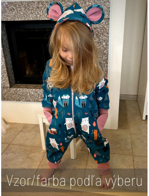 Overal s rastúcimi manžetami, vreckami a uškami - softshell - vzorovaný - JESEŇ/ZIMA