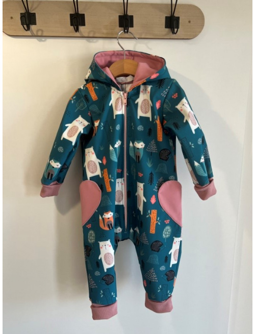 Overal s rastúcimi manžetami, vreckami a uškami - softshell - vzorovaný - JESEŇ/ZIMA