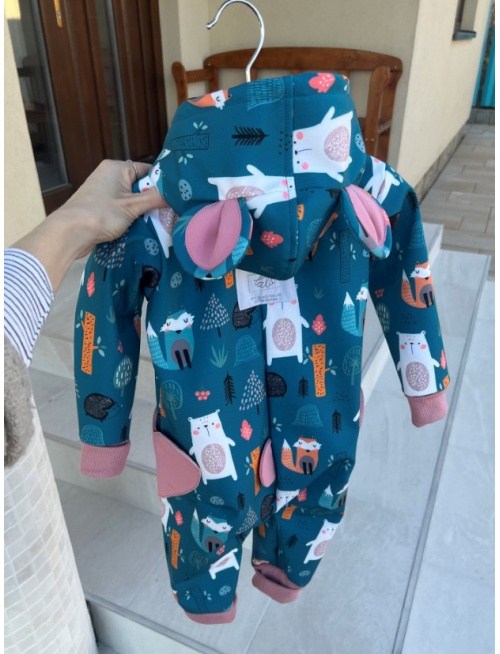 Overal s rastúcimi manžetami, vreckami a uškami - softshell - vzorovaný - JESEŇ/ZIMA