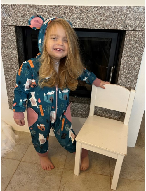 Overal s rastúcimi manžetami, vreckami a uškami - softshell - vzorovaný - JESEŇ/ZIMA