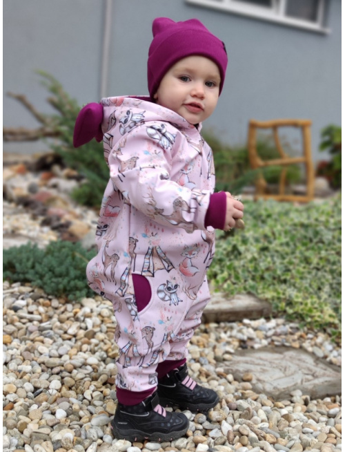 Overal s rastúcimi manžetami, vreckami a mašľou - softshell - vzorovaný - JESEŇ/ZIMA