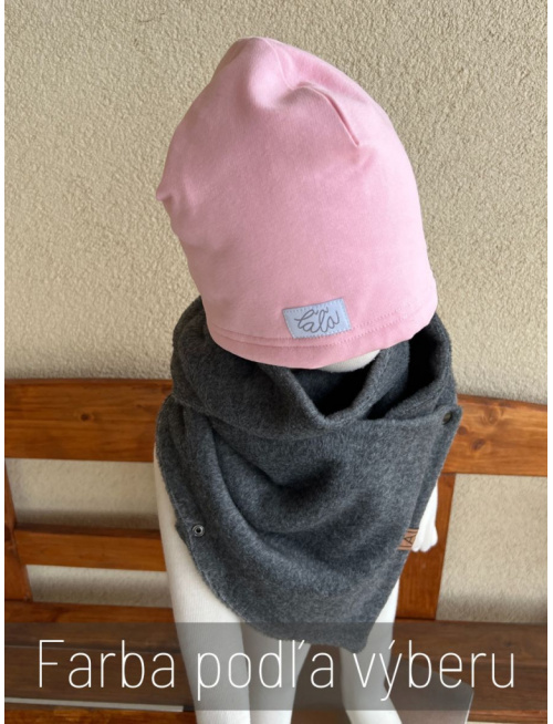 Tepláková plytká čiapka podšitá barančekom - dvojvrstvová