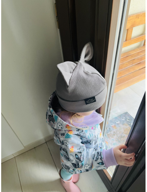 Rebro čiapka ANIMALS - vĺčik/mačka/líška - dymová