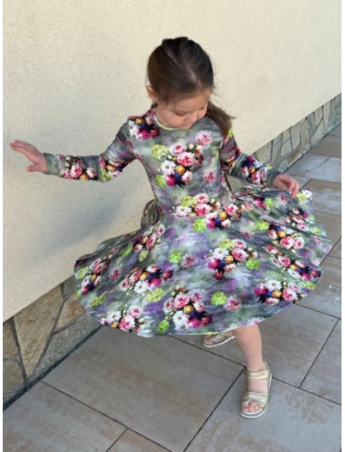 Teplákové šaty s kruhovou sukňou Lucia - vzorované