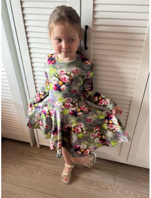 Teplákové šaty s kruhovou sukňou Lucia - vzorované