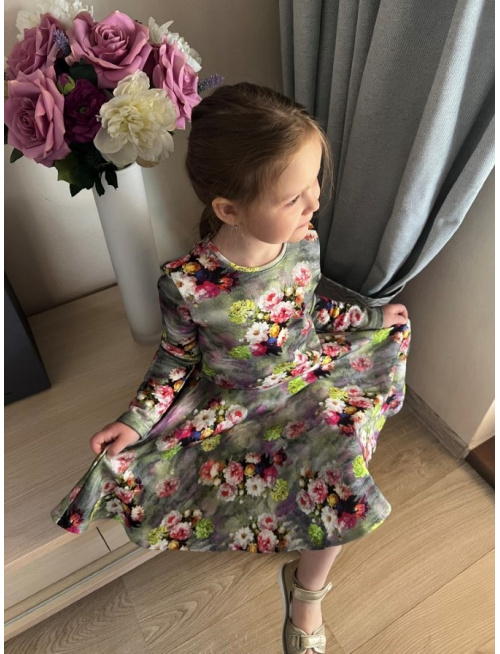 Teplákové šaty s kruhovou sukňou Lucia - vzorované