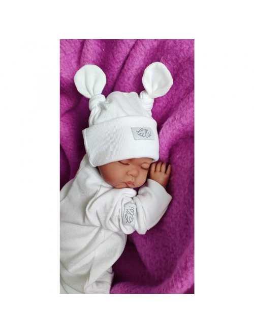 SET Rebro NEW BORN overal  + mini rebro čiapočka s uzlíčkami