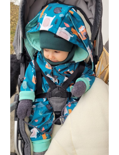 Overal s rastúcimi manžetami, vreckami a uškami - softshell - vzorovaný - JESEŇ/ZIMA