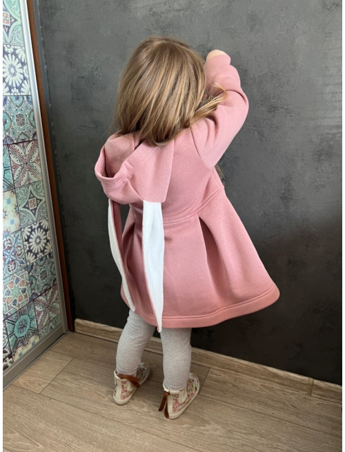 Rastúci kabátik s prestrihom - sukničkový - RIO s uškami - počesaná teplákovina