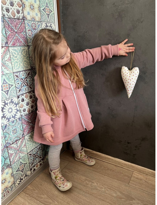 Rastúci kabátik s prestrihom - sukničkový - RIO s uškami - počesaná teplákovina