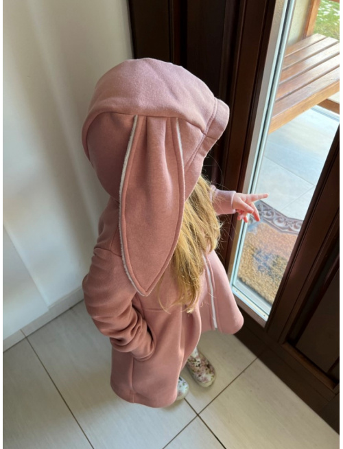 Rastúci kabátik s prestrihom - sukničkový - RIO s uškami - počesaná teplákovina