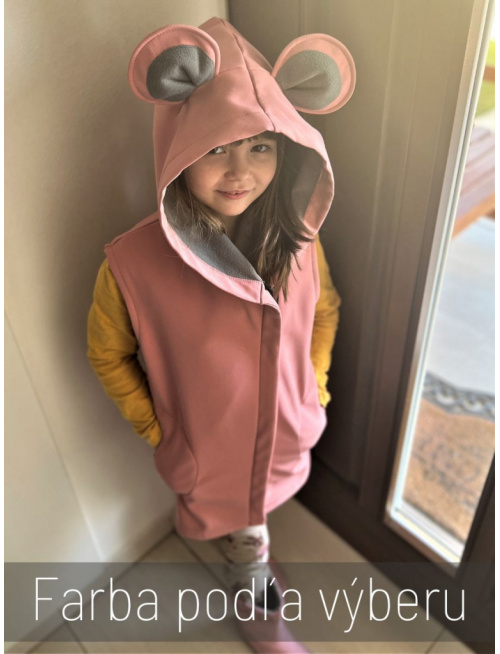 Rastúca softshell vesta so šikmozipsom a uškami - ALEX - jeseň/ZIMA