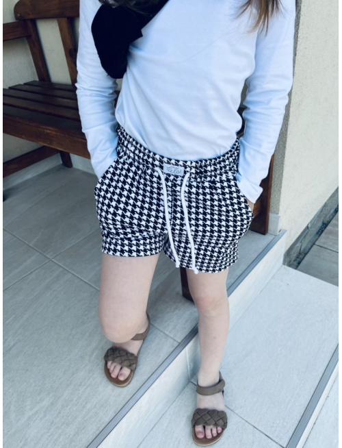 Teplákové kraťasy Mirai - vzor Pepitko