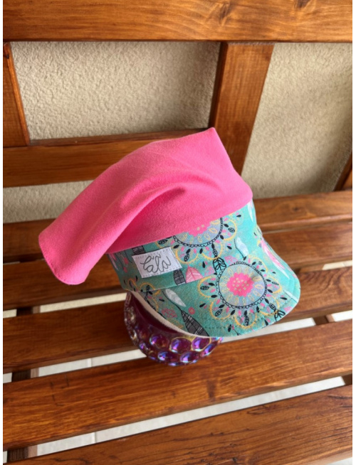 Úpletová šatka LORY so šiltom na pevno - kombinovaná - LEN DO VYPREDANIA ZÁSOB