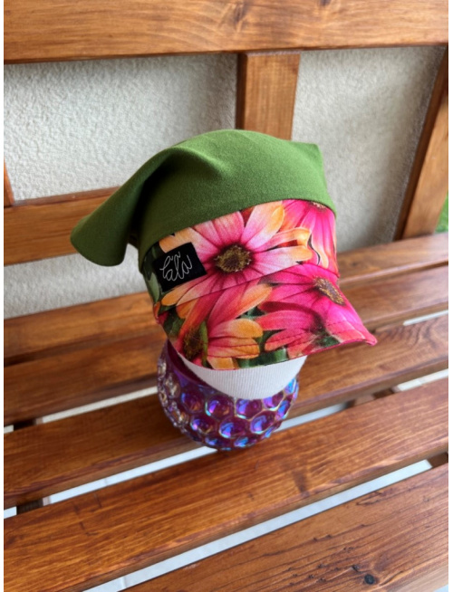 Úpletová šatka LORY - so šiltom - na pevno - kombinovaná