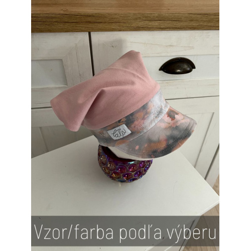 Úpletová šatka LORY so šiltom - na pevno - kombinovaná