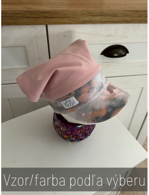 Úpletová šatka LORY so šiltom - na pevno - kombinovaná