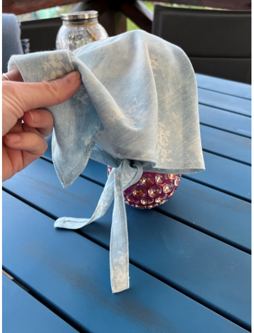 Riflová šatka SUMMER so šiltom - na viazanie - 100% pevná bavlna