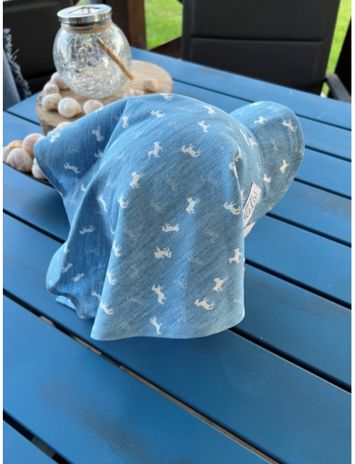 Riflová šatka SUMMER so šiltom - na viazanie - 100% pevná bavlna