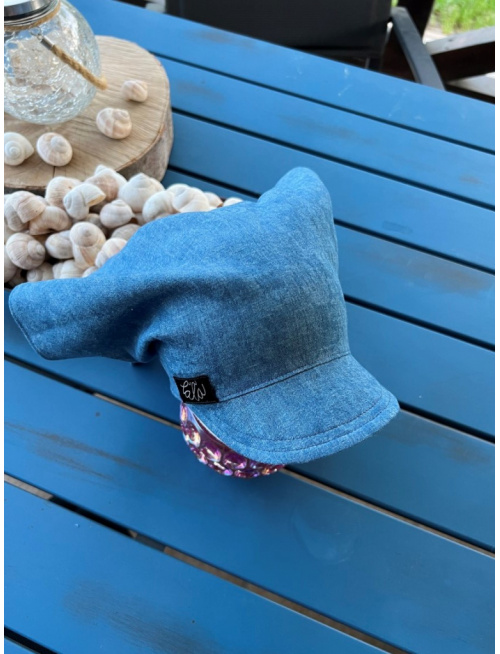 Riflová šatka SUMMER so šiltom - na viazanie - 100% pevná bavlna