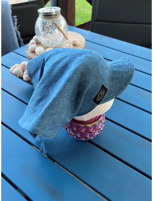 Riflová šatka SUMMER so šiltom - na viazanie - 100% pevná bavlna