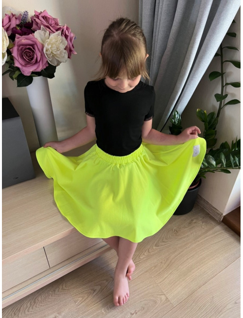 Tepláková kruhová sukňa - neón žltá