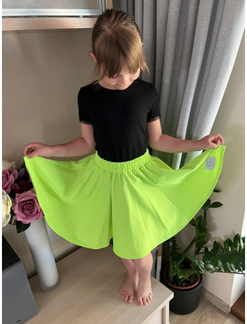 Tepláková kruhová sukňa - neón limetka