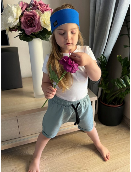 Krátke pudláče s funkčnou šnúrkou v páse - holubie