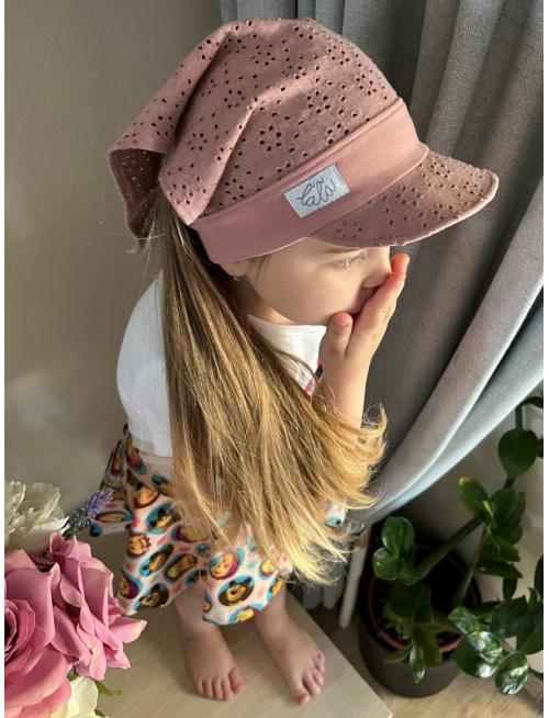 Madeirová šatka LORY na pevno so šiltom - úplet - staroružová