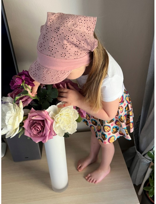 Madeirová šatka LORY na pevno so šiltom - úplet - staroružová