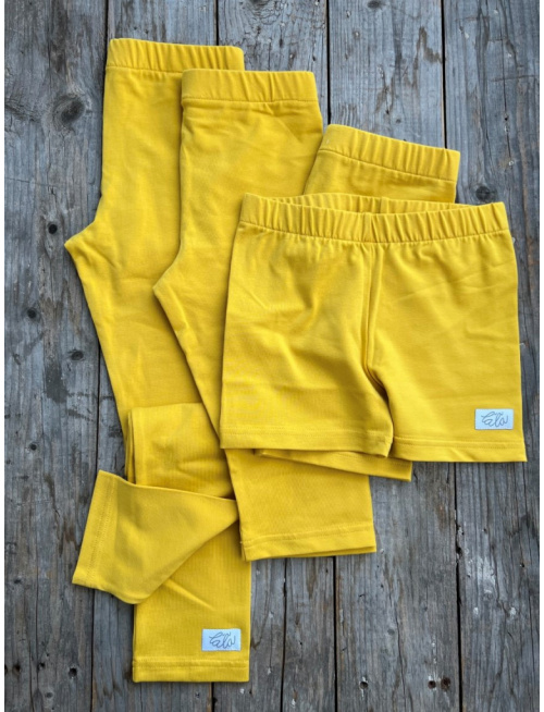 Úpletové legíny - cyklo - horčicová