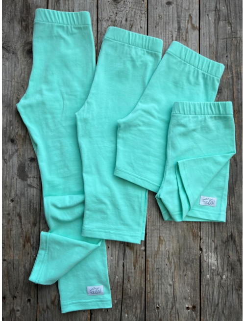 Úpletové legíny - trojštvrťové - mentol