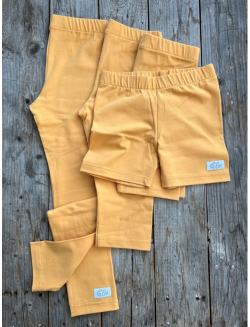 Úpletové legíny - trojštvrťové - horčicová - LEN DO VYPREDANIA ZÁSOB