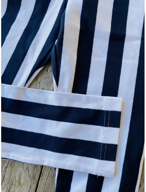 ÚPLETOVÉ legíny KLASIK - hrubý pásik - temná modrá/biela