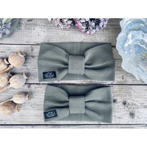 Rebro čelenka TURBAN - olivová - LEN DO VYPREDANIA ZÁSOB
