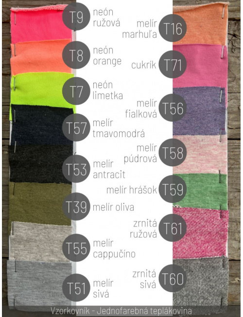 Šatka tepláková jednofarebná - jednovrstvová